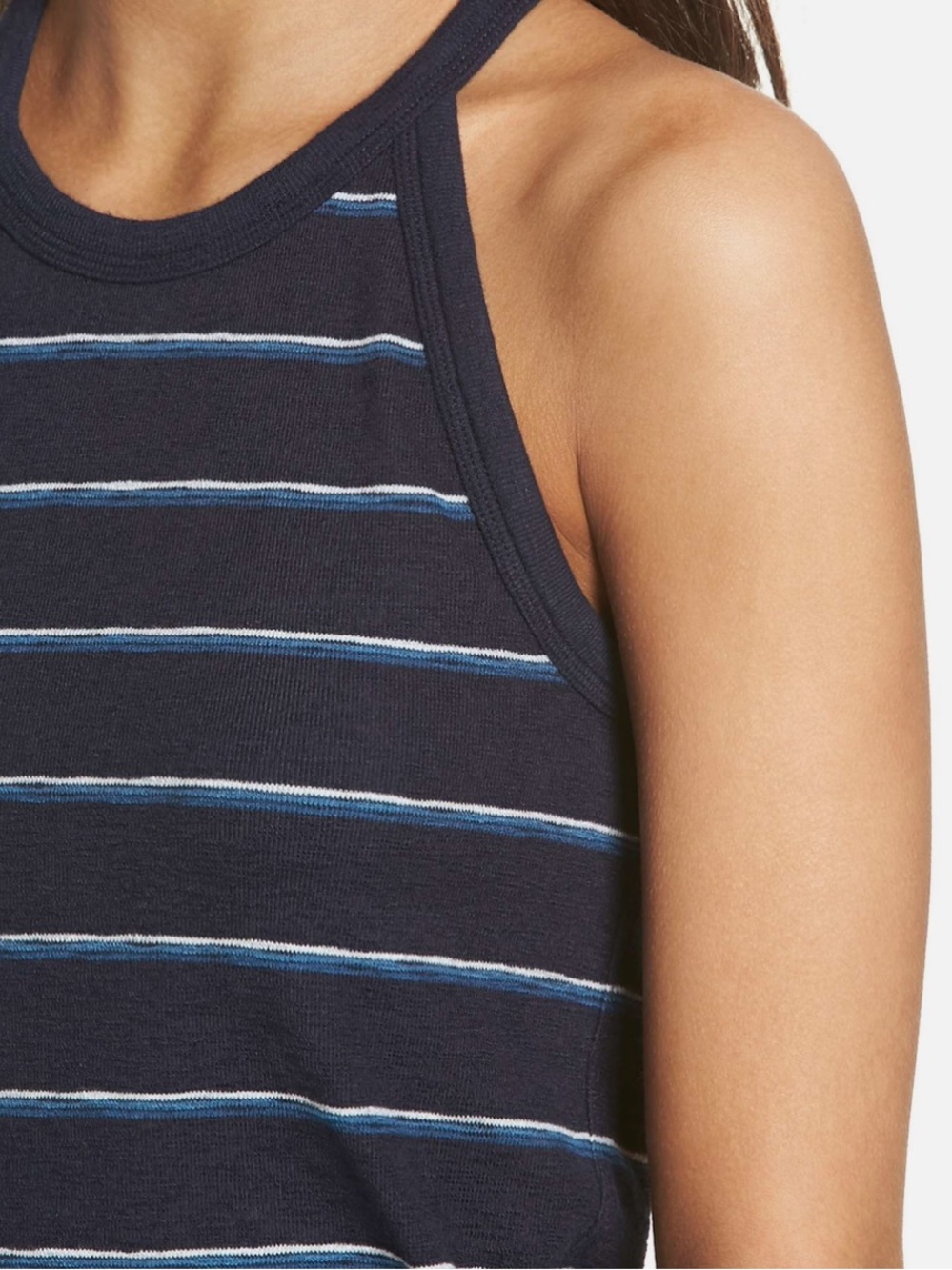 MADEWELL  Time Off Navy Ribbed Tank Light Blue Stripe size small